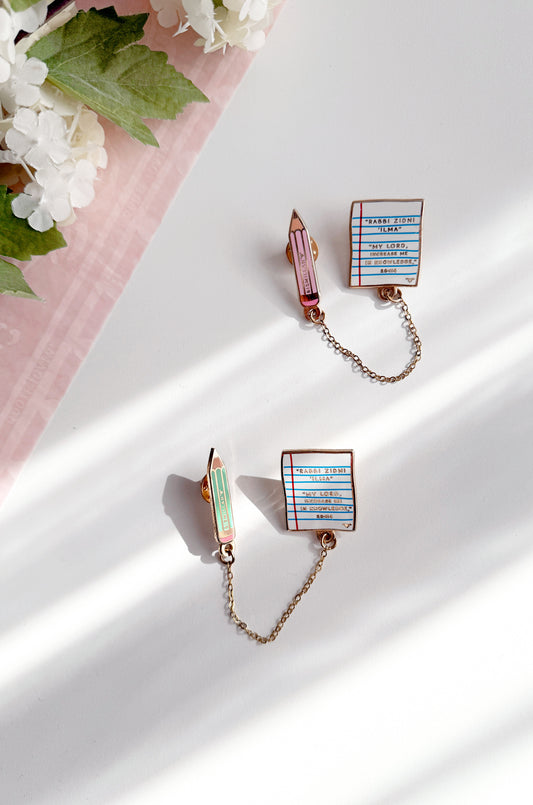 Paper & pencil chain pins | Quote Lovin' | Eid gifts - Quote Lovin'