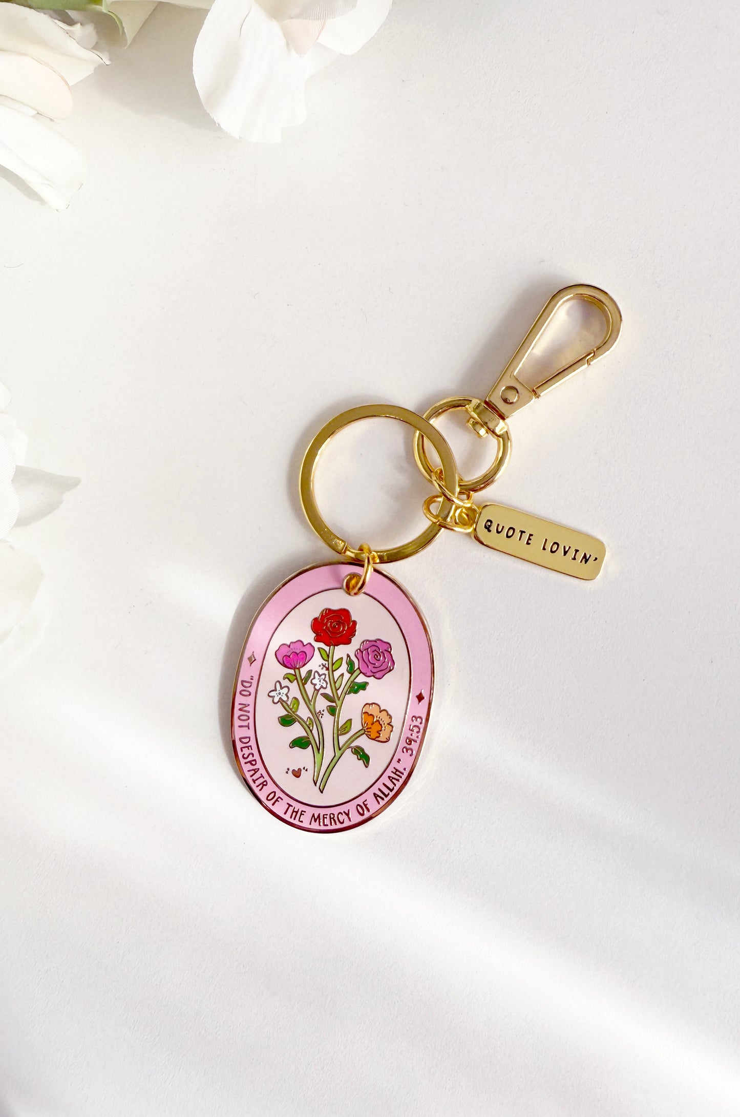 Floral pink keyring | Quote Lovin' | Eid gifts - Quote Lovin'