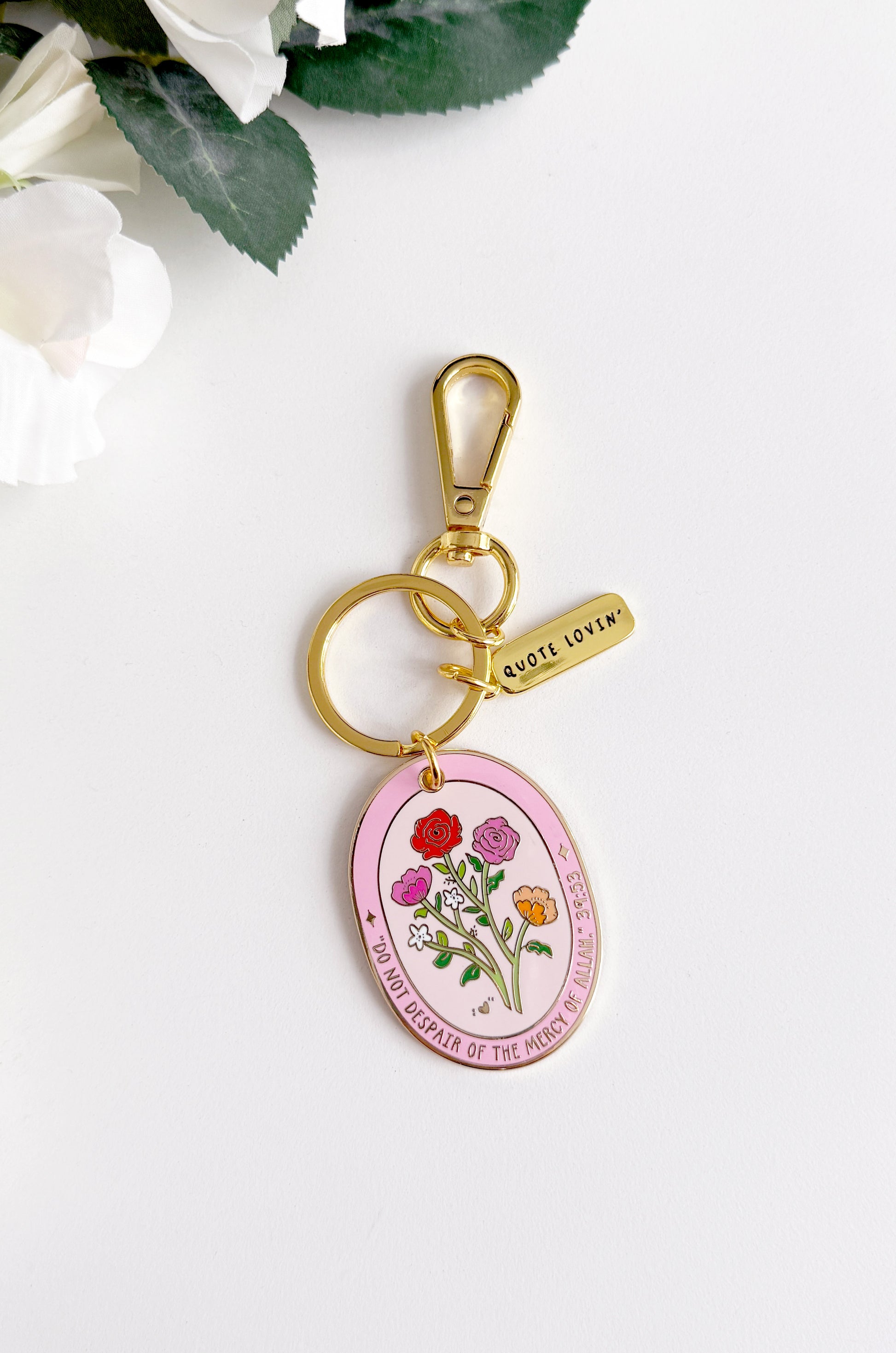 Floral pink keyring | Quote Lovin' | Eid gifts - Quote Lovin'